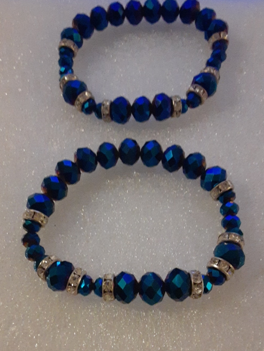 Blue Crystal Faceted Stretch Bracelet Set - Women Jewelry